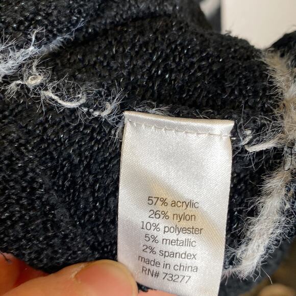 EVRI Black & White Striped Pullover Crew Neck Sweater Sz 3X Metallic Sparkles - Picture 5 of 12